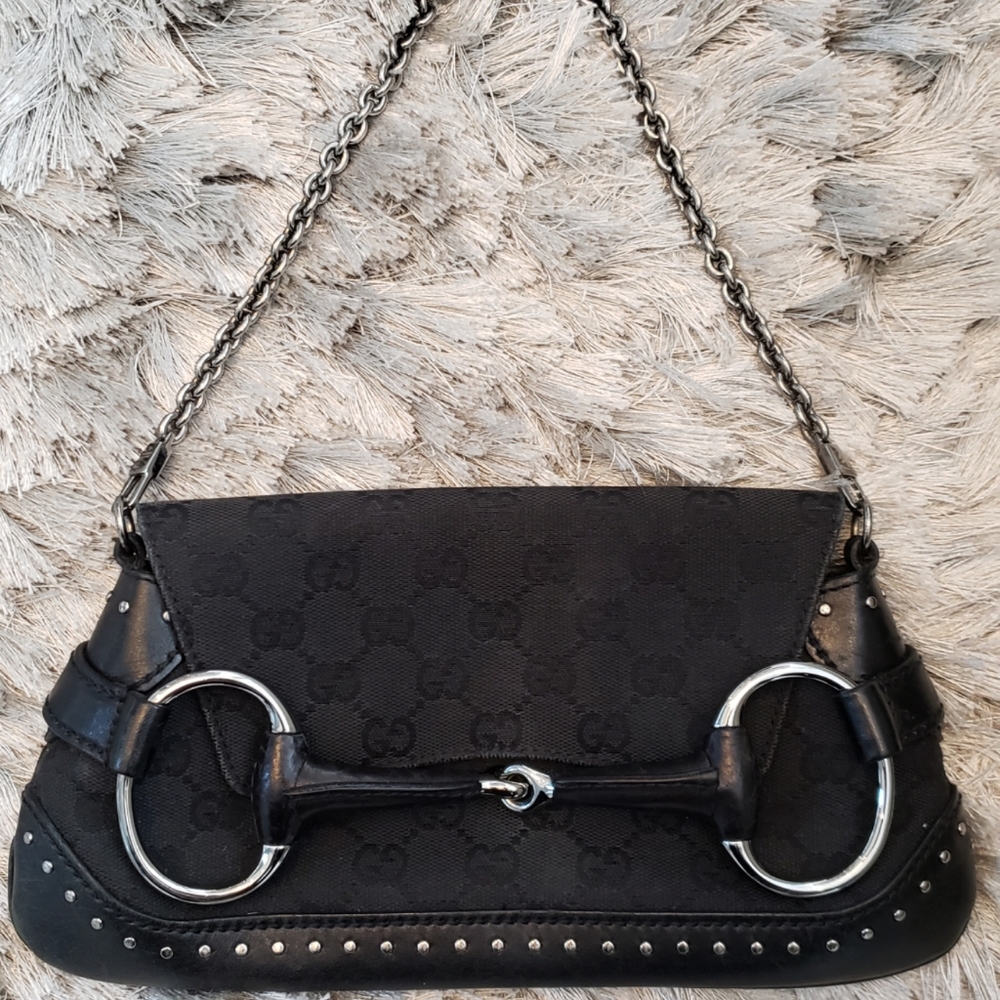 Gucci monogram horsebit purse